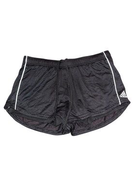 Adidas Black Athletic Mesh Shorts with White Piping